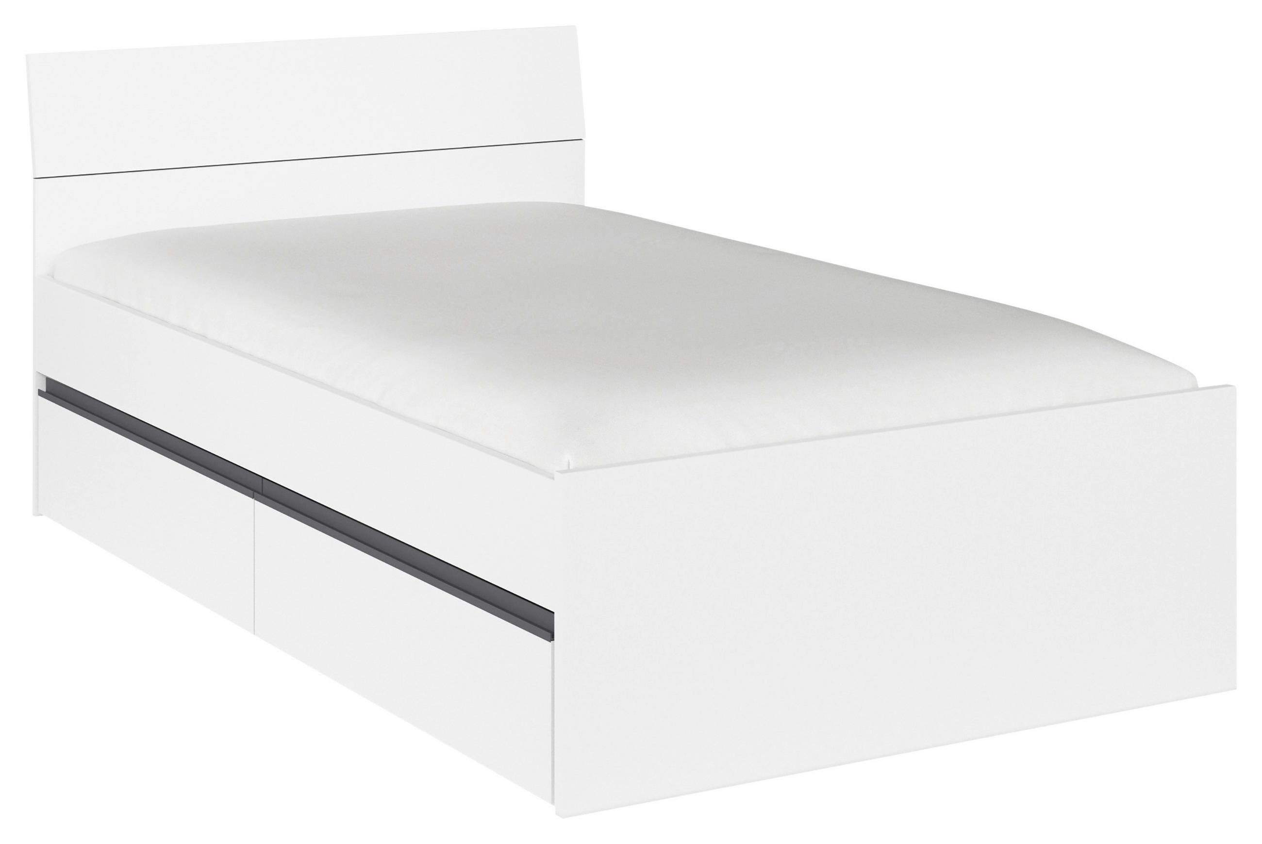 BETT 120/200 cm,  in Weiß, Grau, Bettschubladen  - Weiß/Grau, Trend (120/200cm) - Xora