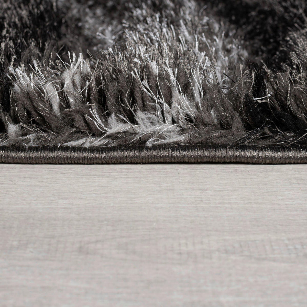 SHAGGY 120/170 cm Velvet Grau, Schwarz  - Schwarz/Grau, Basics, Kunststoff/Textil (120/170cm)
