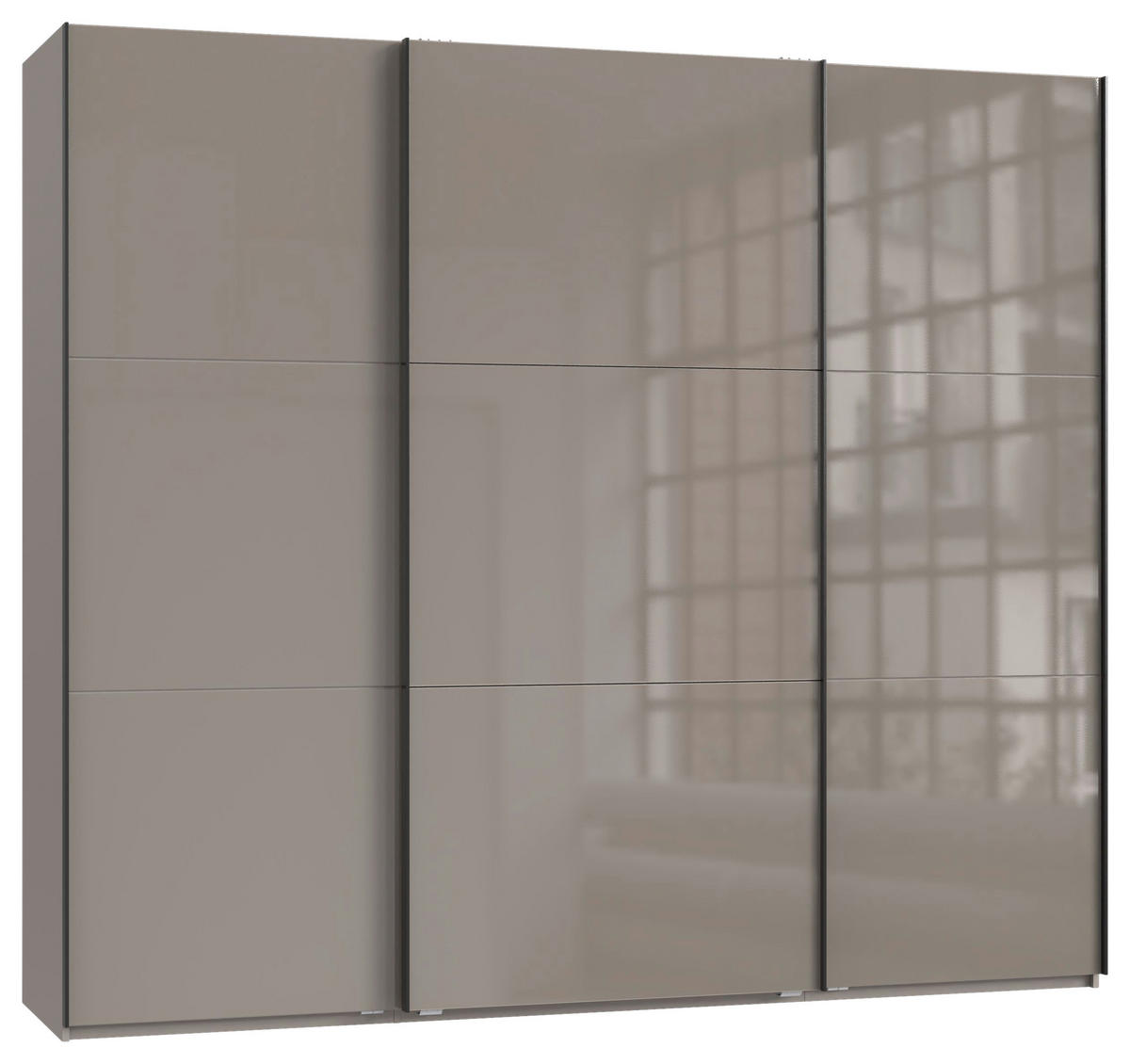 SCHWEBETÜRENSCHRANK in Sahara  - Schwarz/Sahara, Konventionell, Glas/Holzwerkstoff (250/216/65cm) - Stylife