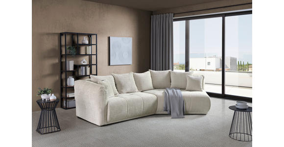 ECKSOFA in Chenille Creme  315/180 cm  - Creme/Schwarz, MODERN, Kunststoff/Textil (315/180cm) - Hom`in