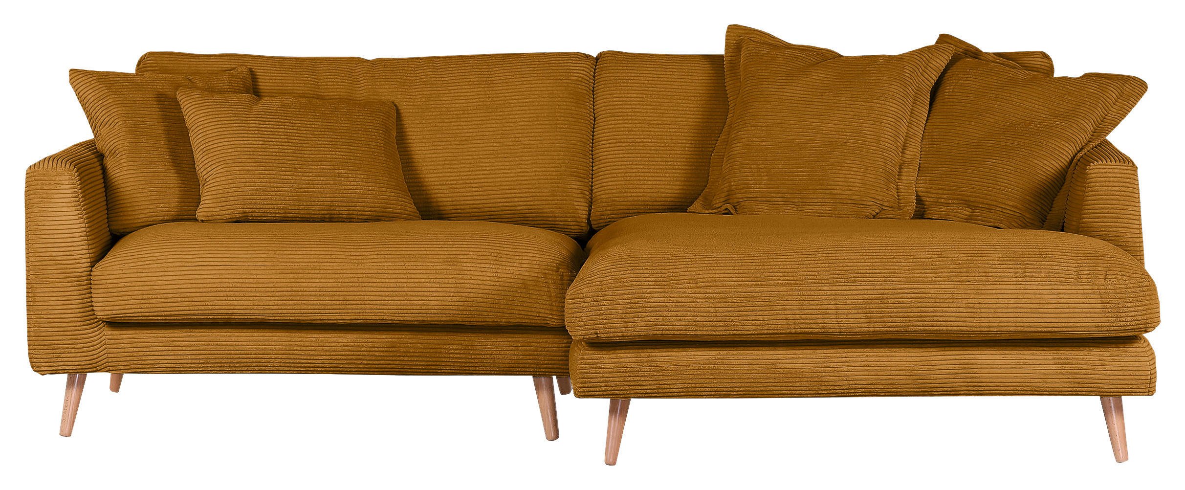 ECKSOFA in Cord Bernsteinfarben  - Bernsteinfarben/Naturfarben, Romantik / Landhaus, Holz/Textil (270/140cm) - Landscape