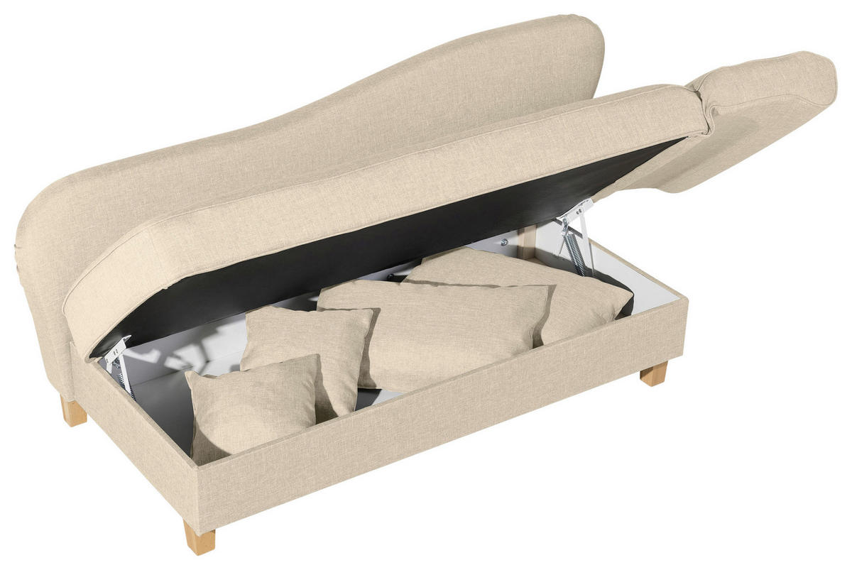 RÉCAMIERE in Flachgewebe Beige  - Beige/Buchefarben, Design, Holz/Textil (190/82/88cm) - Max Winzer
