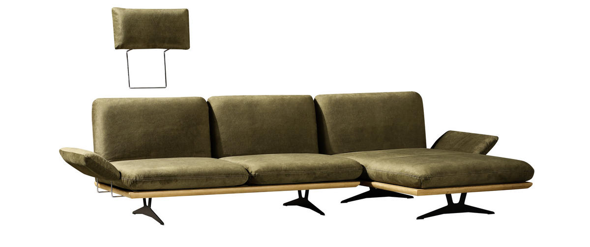 SCHLAFSOFA Grün, Eichefarben  - Eichefarben/Beige, Design, Holz/Textil (204/92/90cm) - Dieter Knoll