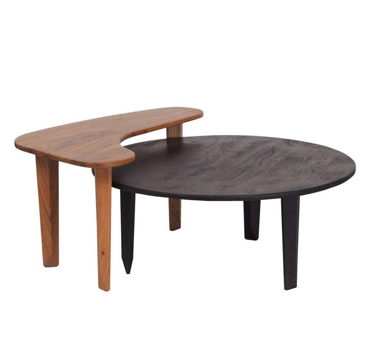 COUCHTISCH Akazie massiv 80/40/50 cm Naturfarben, Schwarz  - Schwarz/Naturfarben, KONVENTIONELL, Holz (80/40/50cm) - Livetastic