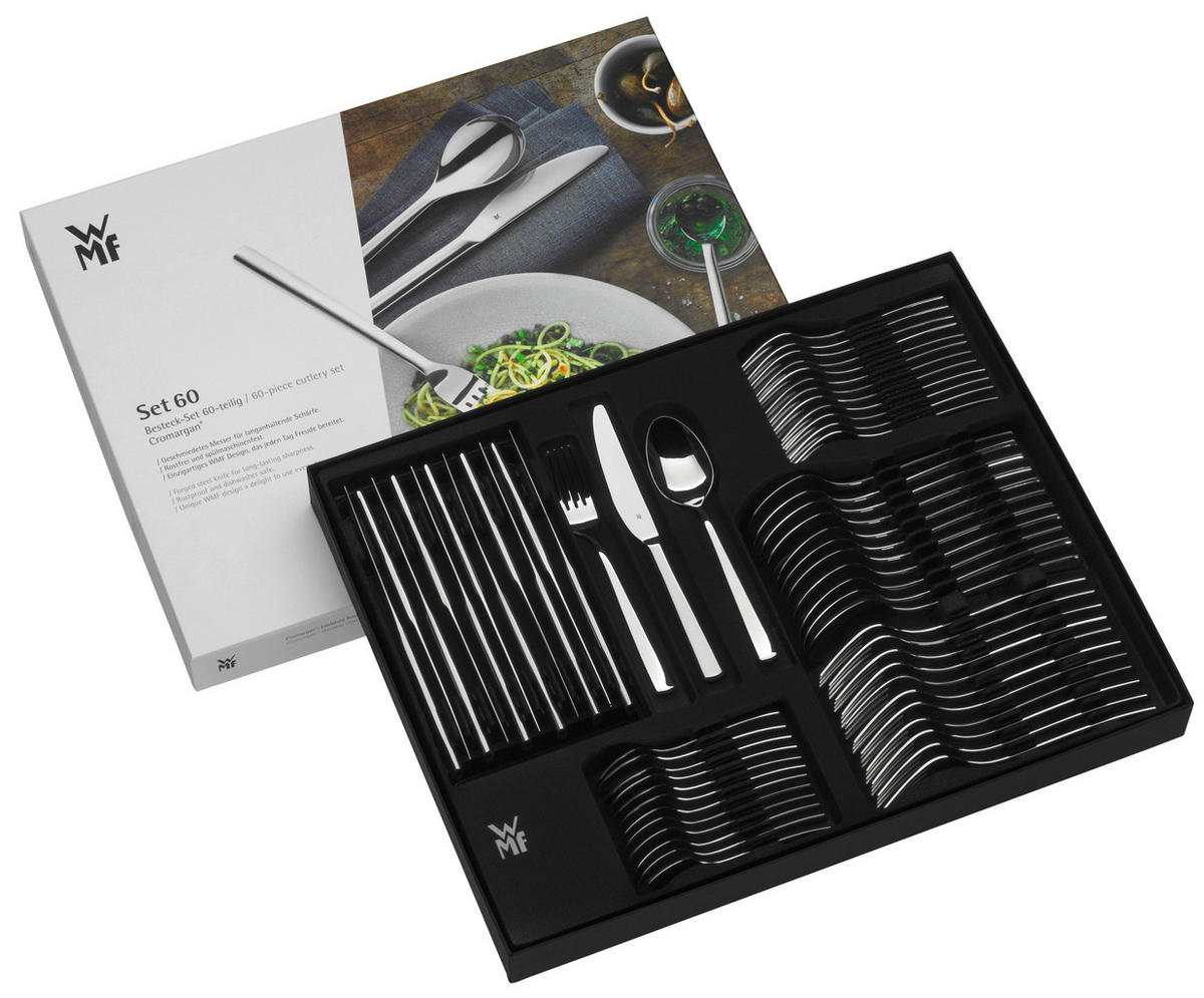 BESTECKSET PALMA 60-teilig Edelstahl  für 12 Personen  - Edelstahlfarben, Design, Metall - WMF