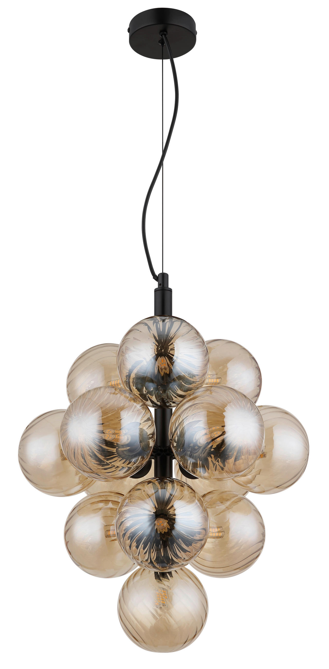 HÄNGELEUCHTE CONOR 39,5/120 cm  - Schwarzchrom/Orange, Design, Glas/Kunststoff (39,5/120cm) - Globo