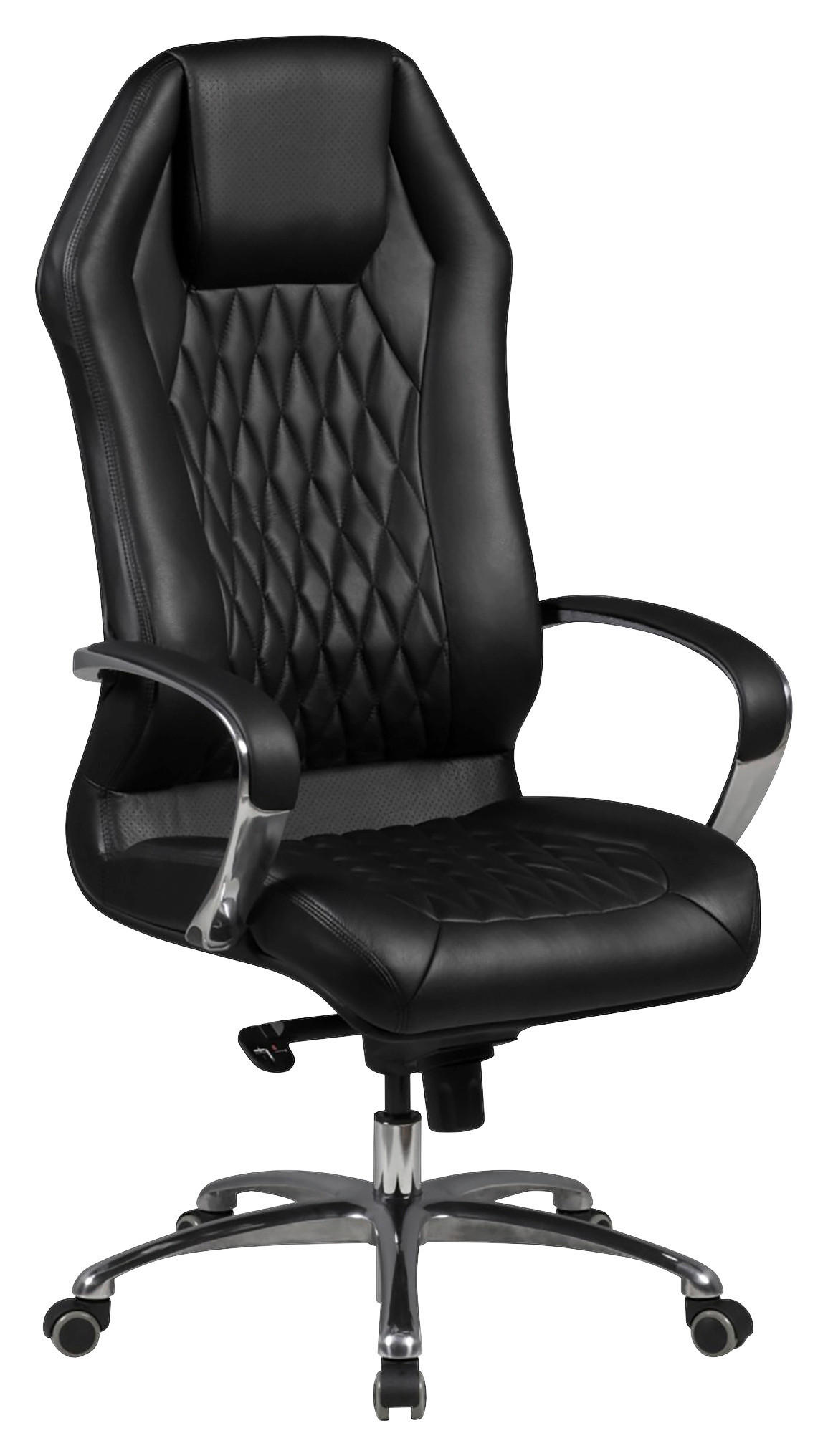 FŐNÖKI SZÉK  bőrhatású textil fekete  - fekete/alumínium színű, Modern, műanyag/bőr (67/136/67cm) - MID.YOU