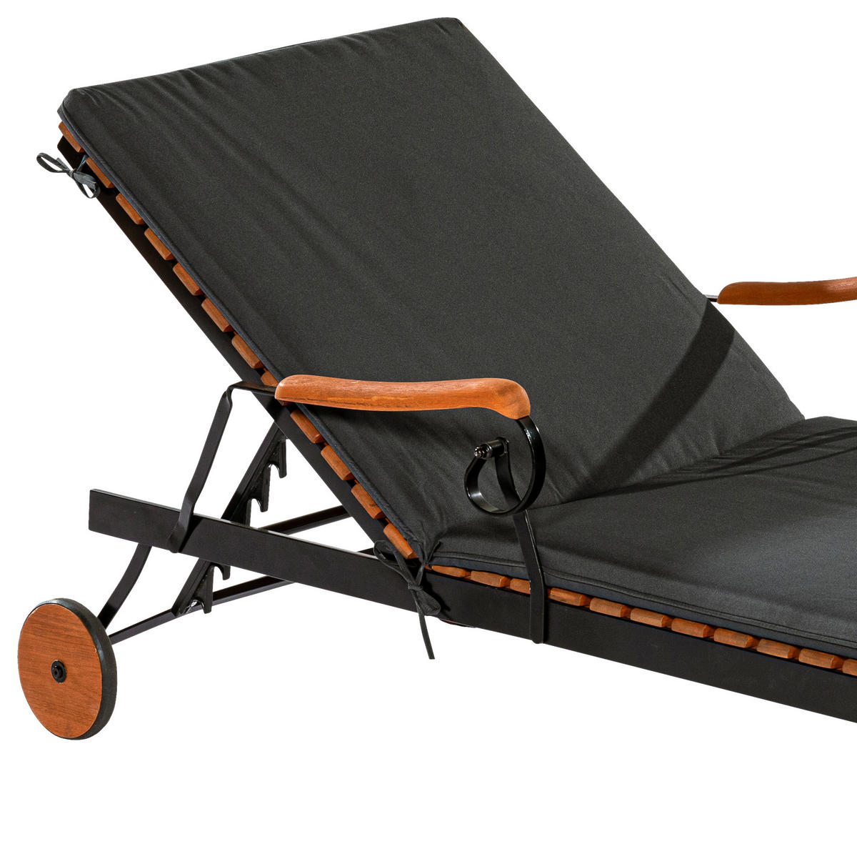 GARTENLIEGE 65/31,5/195 cm  - Graphitfarben/Naturfarben, KONVENTIONELL, Holz/Textil (65/31,5/195cm) - Gardenson
