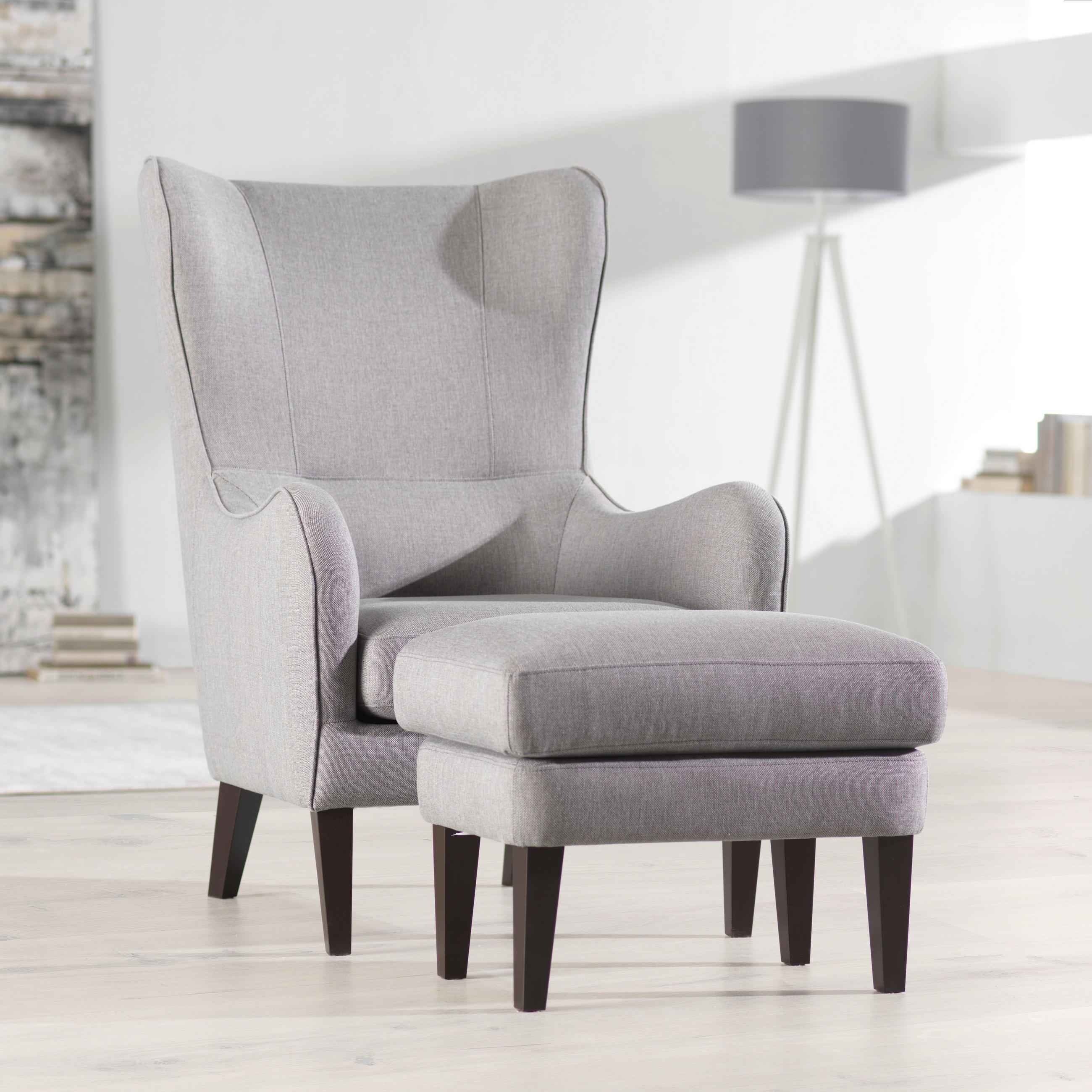 FOTELJ Z OPORO ZA GLAVO,  antracit tekstil - barve wenge/antracit, Design, tekstil/les (73/110/96cm) - Cantus