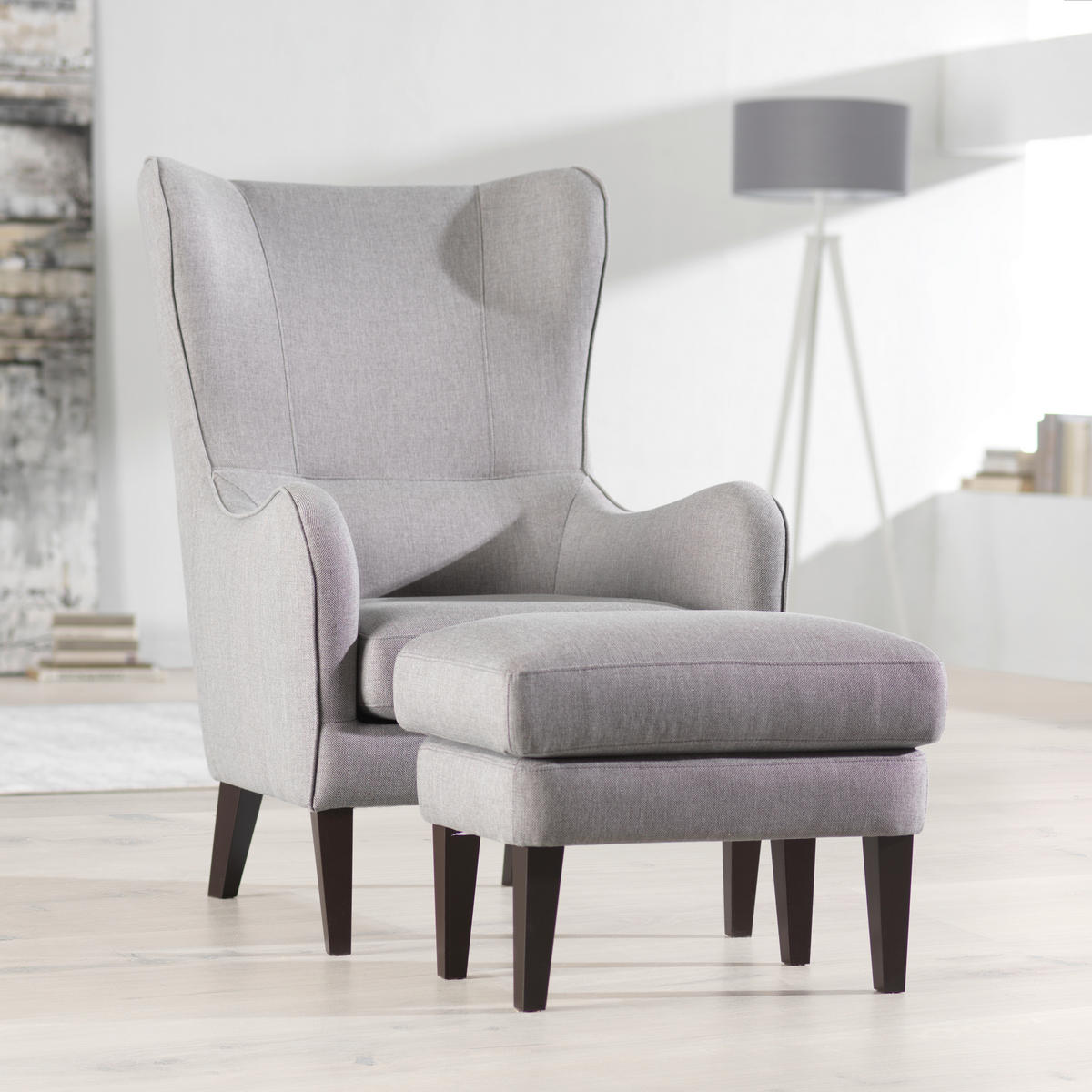 FOTELJ Z OPORO ZA GLAVO,  umazano rjava tekstil - barve wenge/umazano rjava, Design, tekstil/les (73/110/96cm) - Cantus