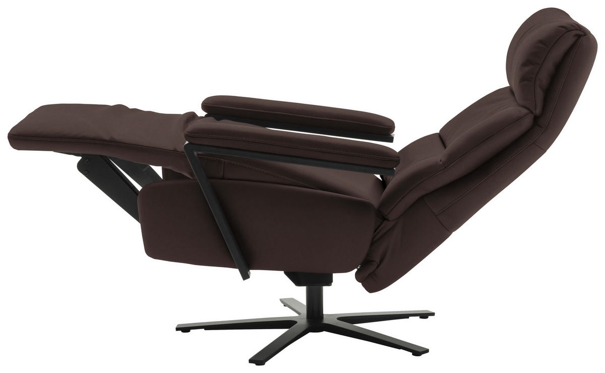 FERNSEHSESSEL  mit Relaxfunktion Echtleder Dunkelbraun  - Dunkelbraun/Schwarz, Design, Leder/Metall (74/111/85cm) - Schöner Wohnen