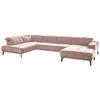WOHNLANDSCHAFT Rosa Velours  - Schwarz/Rosa, Design, Textil/Metall (219/383/195cm) - Beldomo Style