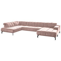 WOHNLANDSCHAFT Rosa Velours  - Schwarz/Rosa, Design, Textil/Metall (219/383/195cm) - Beldomo Style