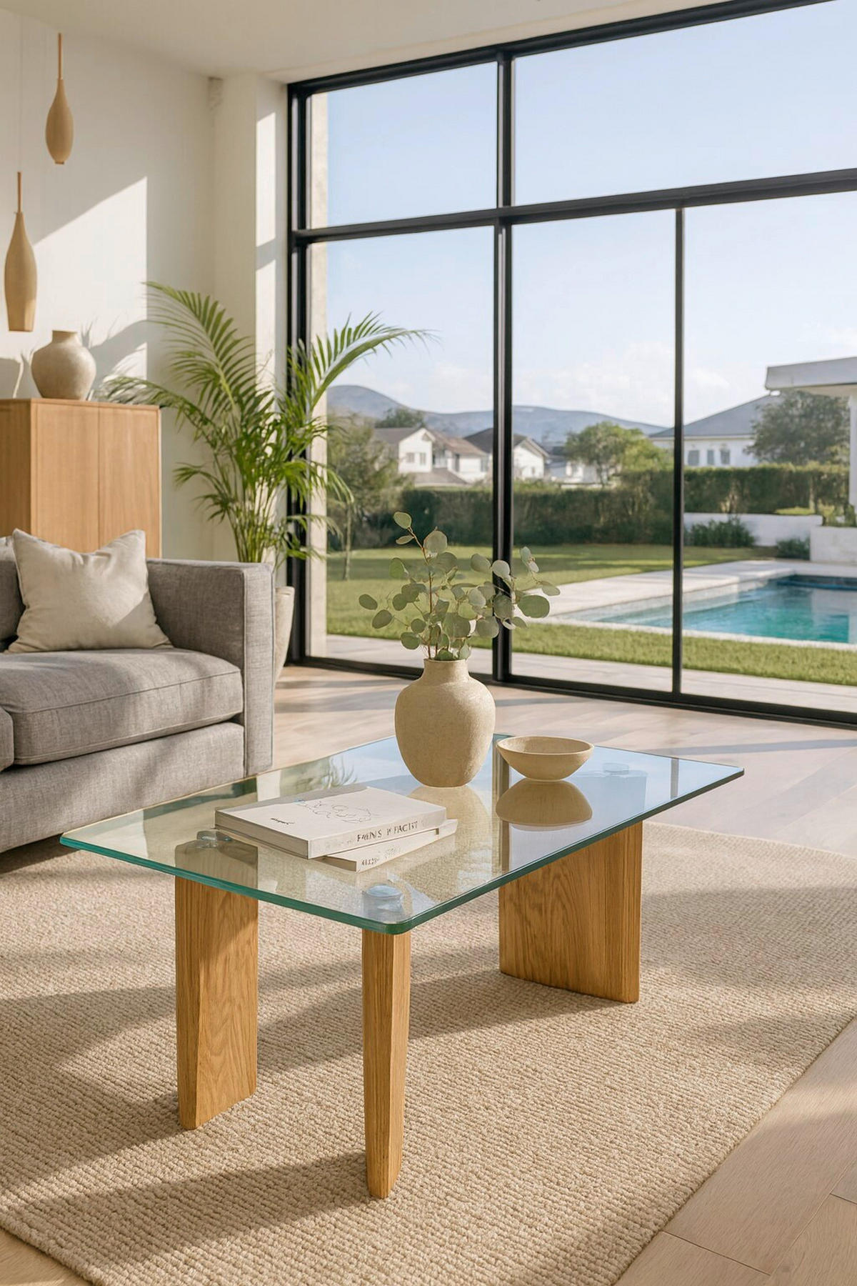 COUCHTISCH Eiche massiv ESG, Klarglas 100/60/40 cm rechteckig Eichefarben  - Eichefarben, Design, Glas/Holz (100/60/40cm) - MID.YOU