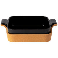 AUFLAUFFORM Keramik, Holz Feinsteinzeug  - Schwarz Hochglanz/Braun, Basics, Keramik/Holz (33/8/25cm) - Costa Nova
