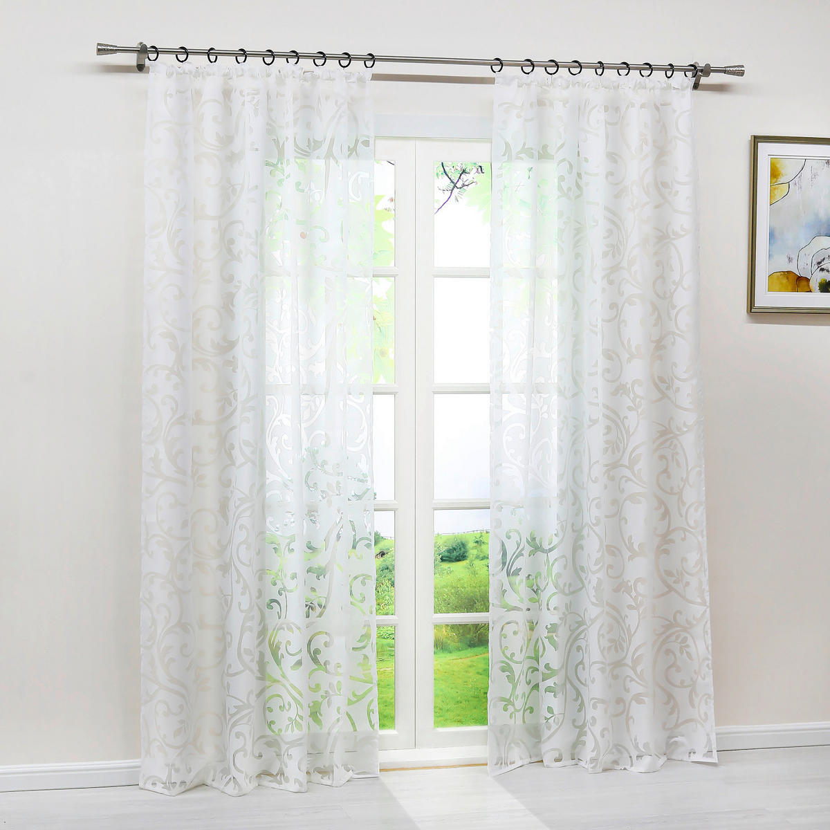 FERTIGVORHANG  transparent  140/245 cm   - Weiß Hochglanz, Basics, Textil (140/245cm) - Joyswahl