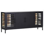 SIDEBOARD Akazie furniert, massiv Schwarz, Akaziefarben Beleuchtung, Einlegeböden  - Schwarz/Akaziefarben, LIFESTYLE, Glas/Holz (180/80/43cm) - Landscape