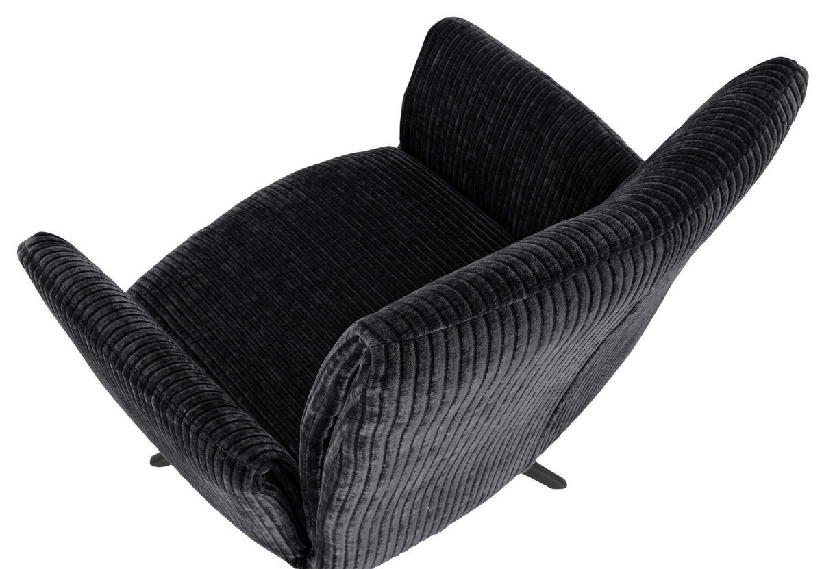 ARMLEHNSTUHL  in Cord  - Graphitfarben/Schwarz, Design, Textil/Metall (65/90/60cm) - Novel