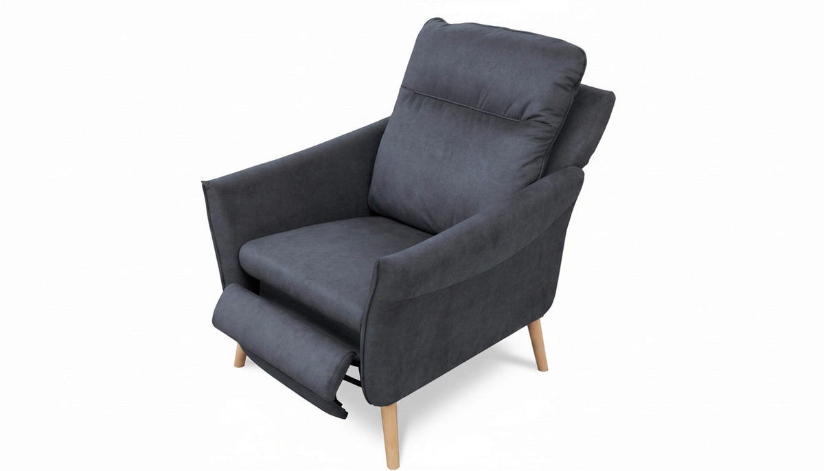 RELAXSESSEL in Textil Blau  - Blau/Buchefarben, Design, Holz/Textil (88/110/92cm) - Livetastic