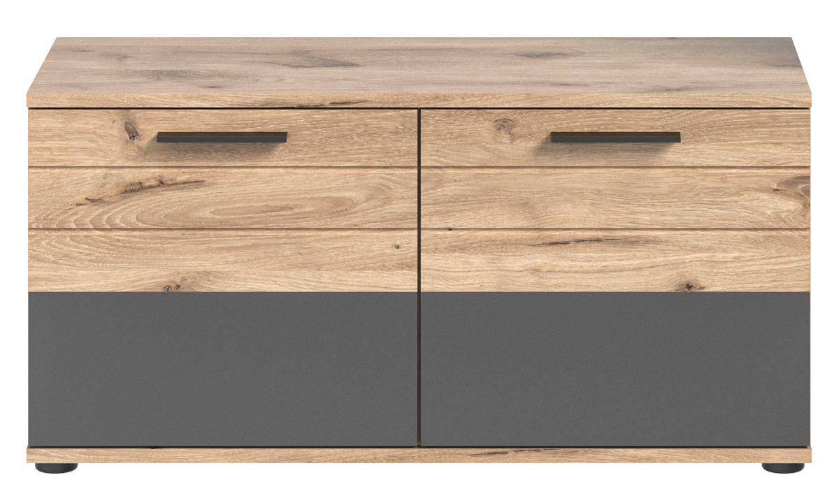 GARDEROBENBANK  in 90/45/37 cm  - Eichefarben/Schwarz, MODERN, Holzwerkstoff/Kunststoff (90/45/37cm) - MID.YOU