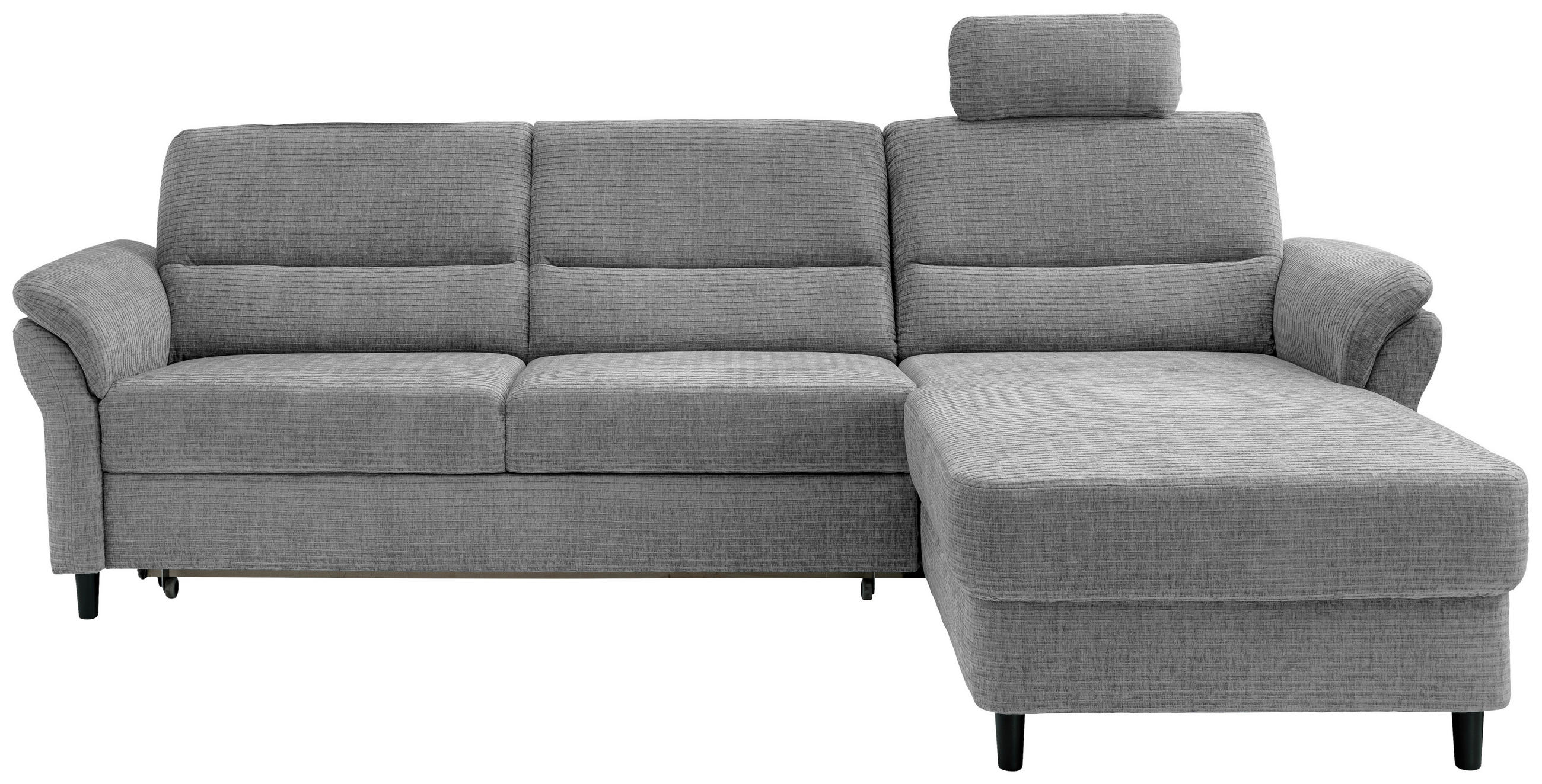 ECKSOFA Grau Mikrofaser  - Schwarz/Grau, MODERN, Holz/Textil (279/176cm) - Livetastic
