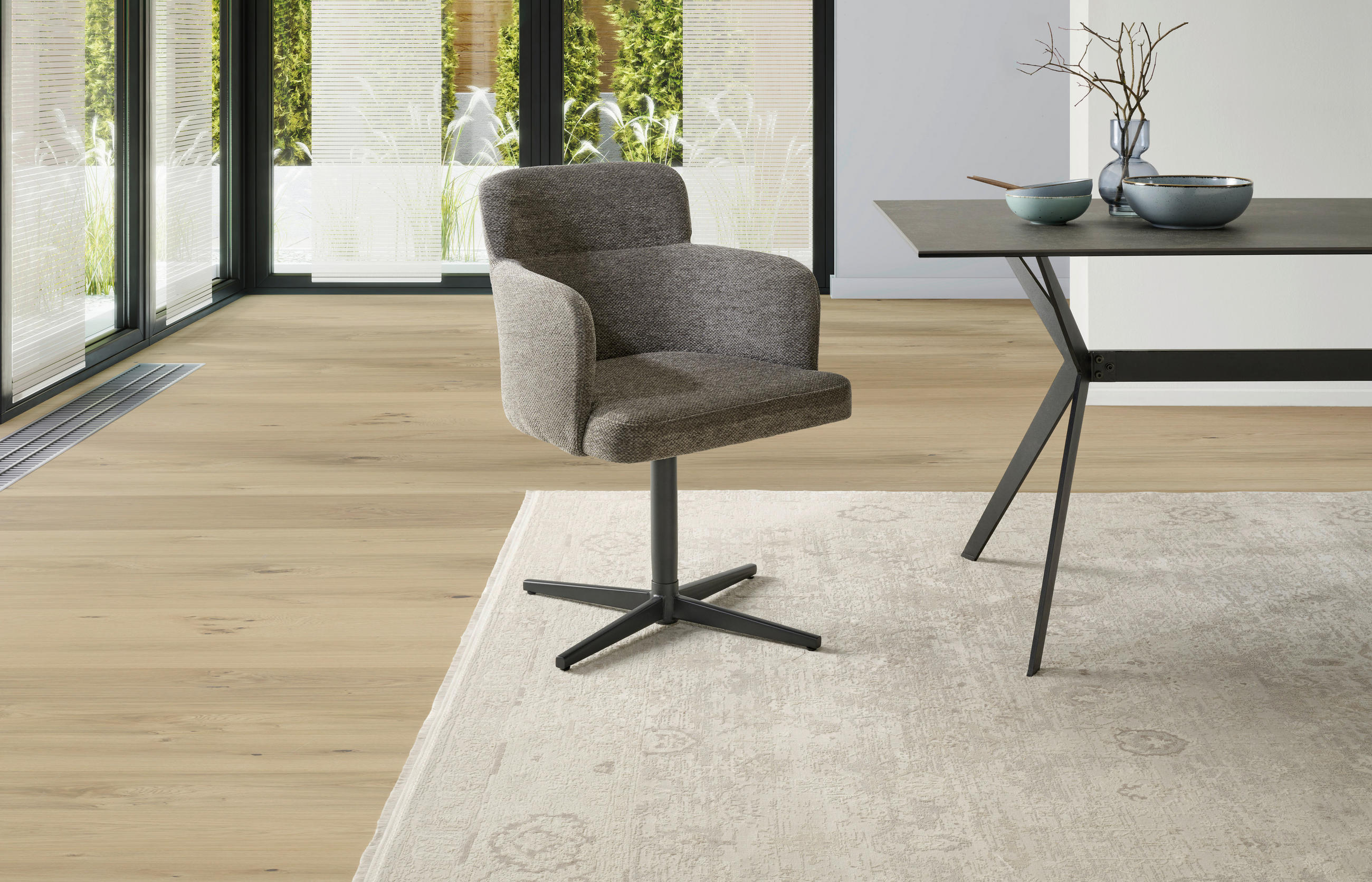 ARMLEHNSTUHL  in Eisen Webstoff  - Anthrazit/Schwarz, KONVENTIONELL, Holz/Textil (58,5/85/63cm) - Livetastic