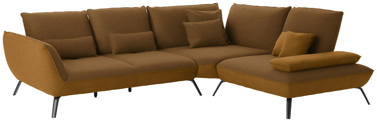 ECKSOFA in Flachgewebe Orange  - Schwarz/Orange, Design, Textil/Metall (310/250cm) - Moderano