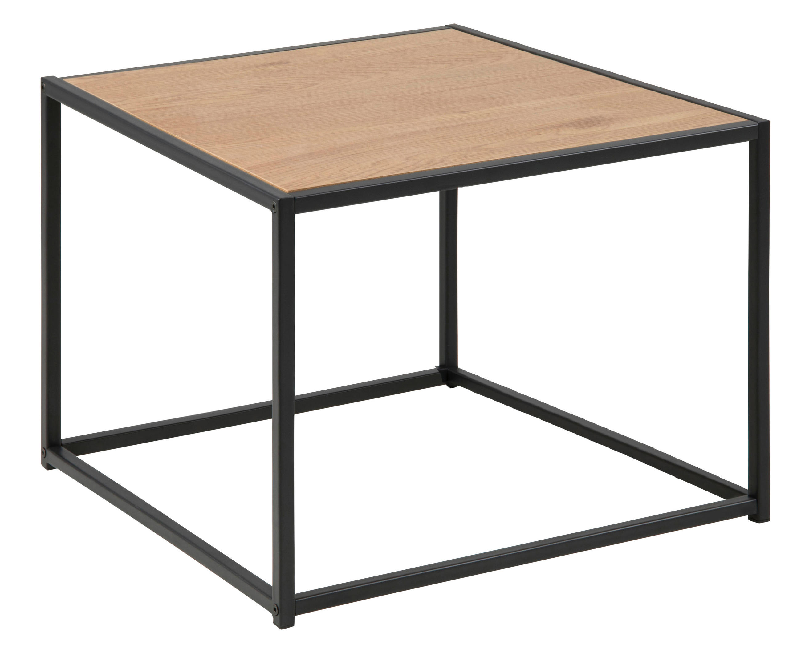 COUCHTISCH quadratisch Eichefarben, Schwarz 60/60/40 cm - Eichefarben/Schwarz, Trend, Metall (60/60/40cm) - MID.YOU