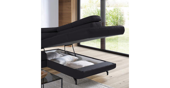 ECKSOFA in Echtleder Dunkelbraun  - Dunkelbraun/Schwarz, Design, Leder/Metall (270/220cm) - Novel