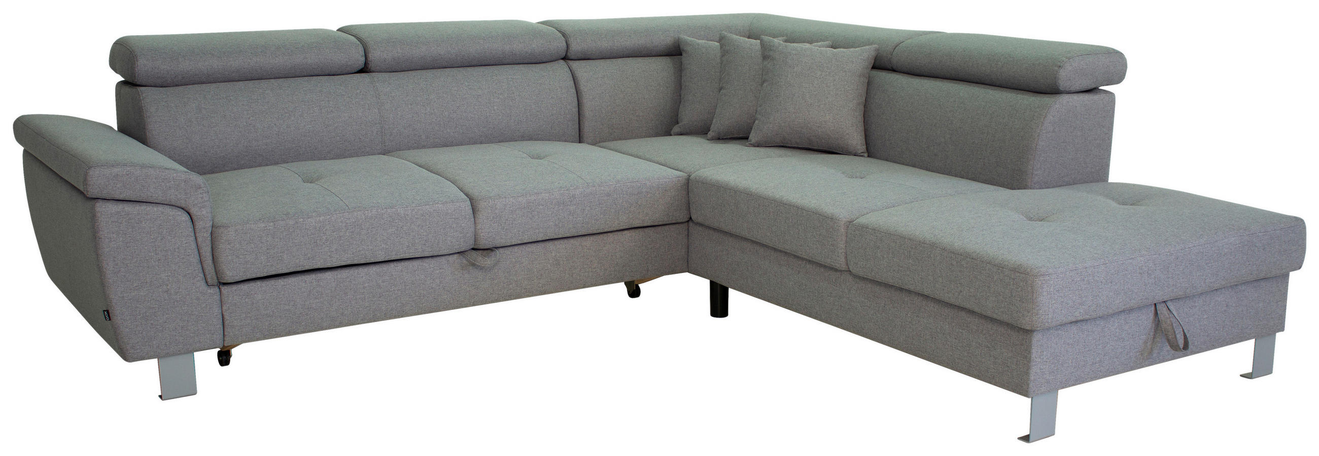 ECKSOFA in Webstoff Hellgrau  - Silberfarben/Hellgrau, Design, Textil/Metall (257/226cm) - Xora