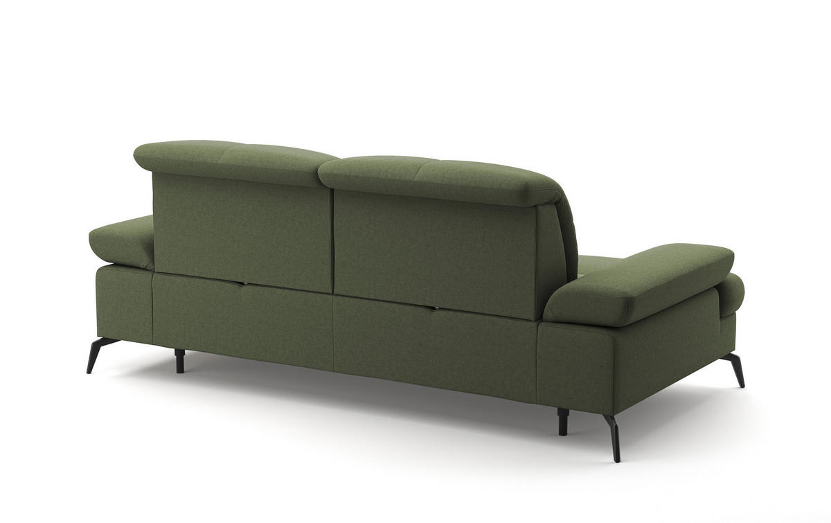 2,5-SITZER in Flachgewebe Olivgrün  - Schwarz/Olivgrün, Konventionell, Textil/Metall (202/90/122cm) - Sit & More