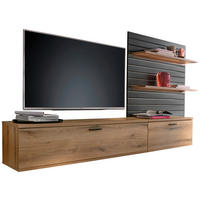 WOHNWAND 2-teilig  in Grau, Eichefarben 270/159/37 cm  - Eichefarben/Anthrazit, Design, Holzwerkstoff/Metall (270/159/37cm) - home24