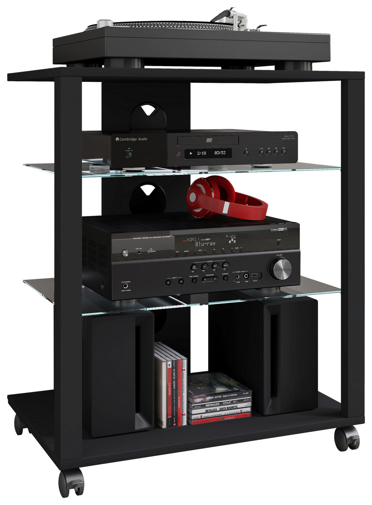 TV-RACK - Schwarz, Basics, Holzwerkstoff/Kunststoff (60/70/41cm) - MID.YOU