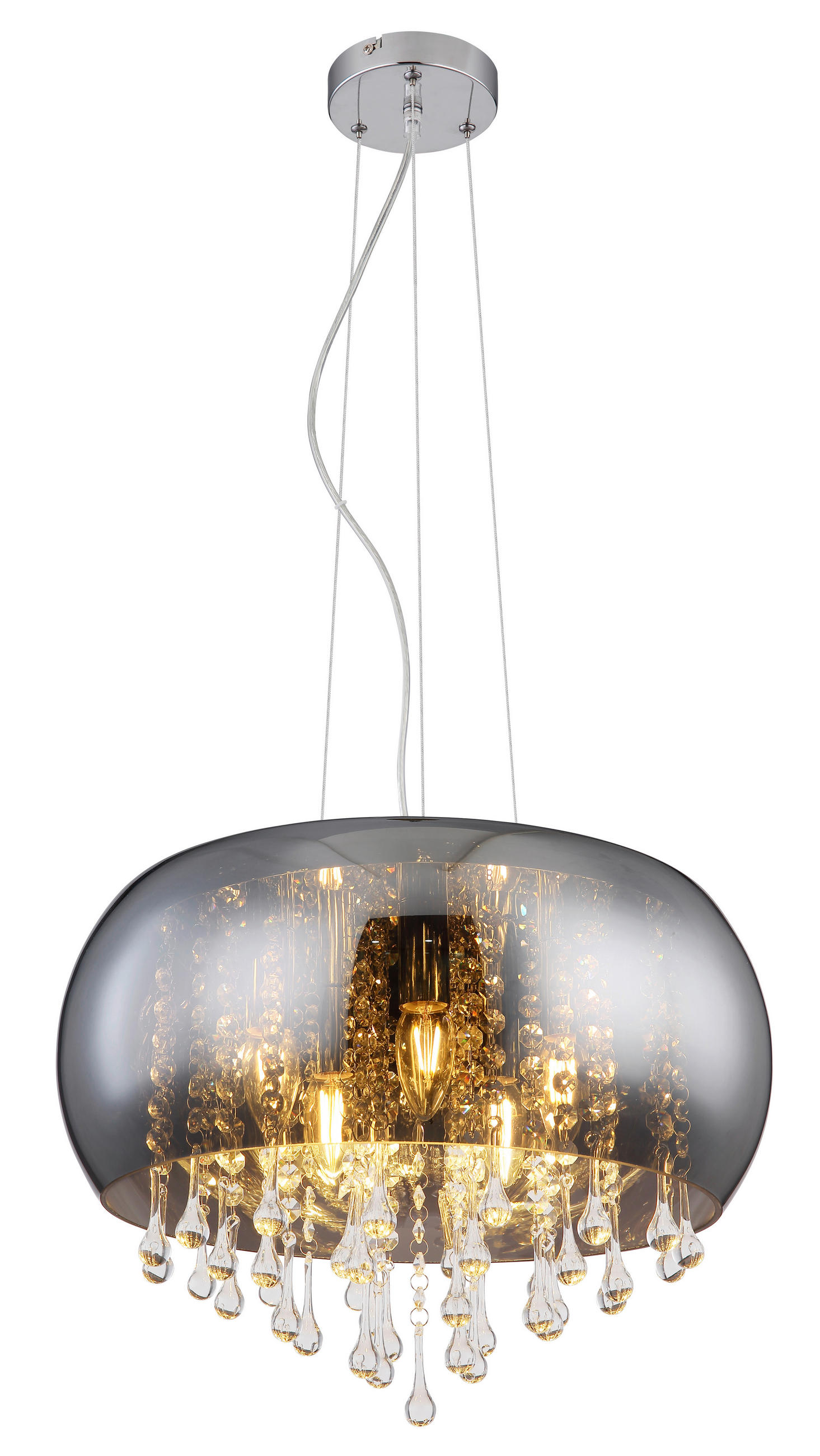 Globo Hängeleuchte Klar, Chrom 120 cm