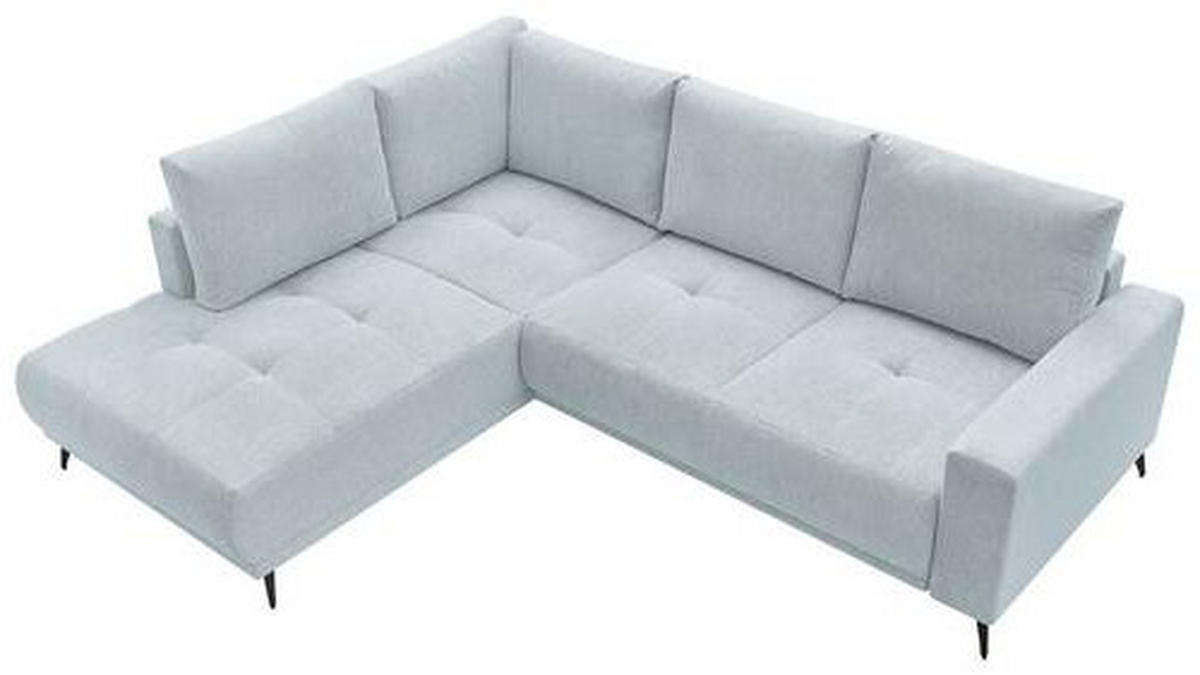 ECKSOFA RAFAEL Hellblau Struktur Rückenkissen, Bettkasten  - Schwarz/Hellblau, Design, Textil/Metall (218/269cm) - P & B