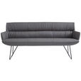 SITZBANK 200/89/66 cm Echtleder Anthrazit, Schwarz  - Anthrazit/Schwarz, Design, Leder/Metall (200/89/66cm) - Dieter Knoll