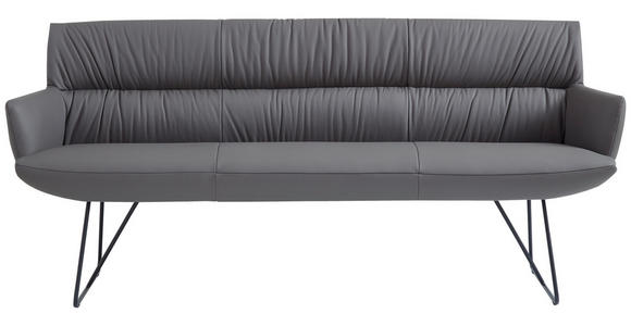 SITZBANK 200/89/66 cm Echtleder Anthrazit, Schwarz  - Anthrazit/Schwarz, Design, Leder/Metall (200/89/66cm) - Dieter Knoll