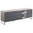 LOWBOARD  in 208/68/50 cm  - Eichefarben/Anthrazit, Design, Glas/Holz (208/68/50cm) - Novel