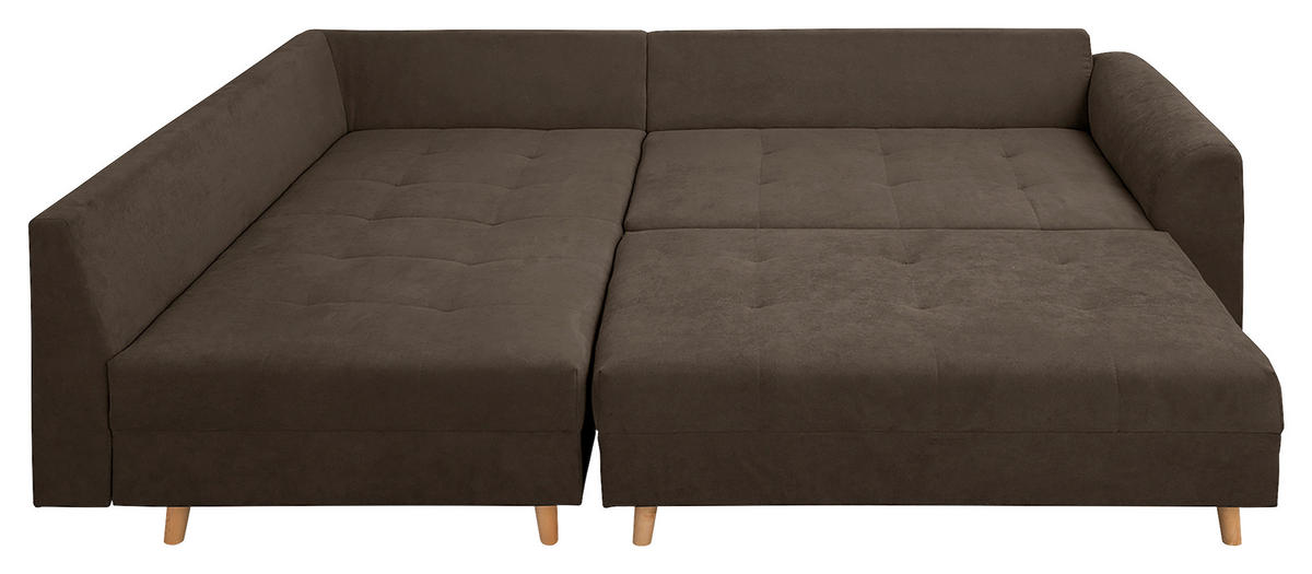 ECKSOFA inkl. Hocker Ariella Braun Mikrofaser  - Naturfarben/Braun, Design, Holz/Textil (161/231cm) - Livetastic