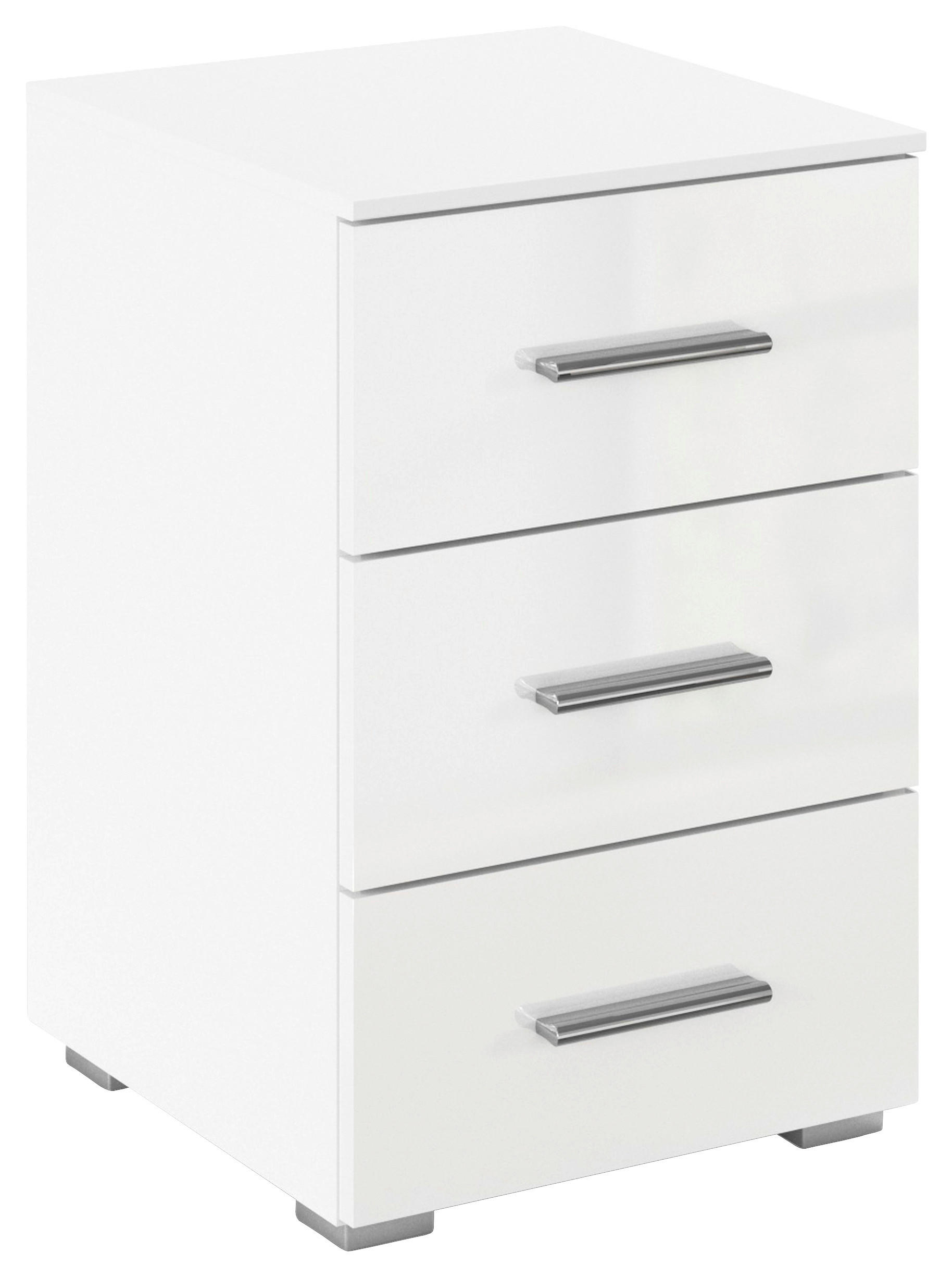 NACHTSCHRANK 40/61/42 cm  - Weiß Hochglanz/Alufarben, KONVENTIONELL, Holzwerkstoff/Kunststoff (40/61/42cm) - home24