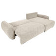 ECKSOFA Beige Flachgewebe Zierkissen, Rückenkissen, Bettkasten, Schlaffunktion, Rücken echt, Liegefläche im Originalstoff  - Beige/Schwarz, KONVENTIONELL, Kunststoff/Textil (145/285cm) - Carryhome