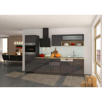 KÜCHENLEERBLOCK 300 cm   in Graphitfarben  - Silberfarben/Graphitfarben, MODERN, Holzwerkstoff/Metall (300cm) - Held
