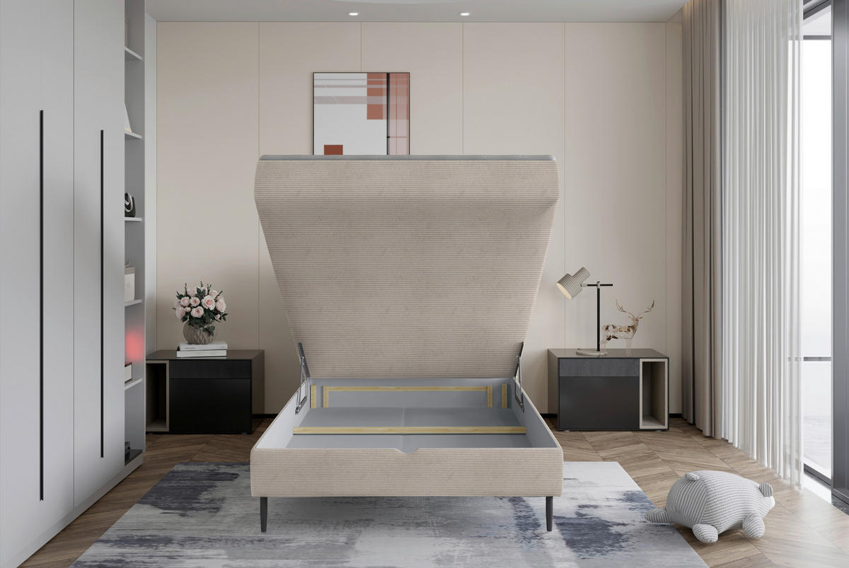 BOXBETT 120/200 cm  in Taupe  - Taupe/Schwarz, Design, Holz/Holzwerkstoff (120/200cm) - Stylife