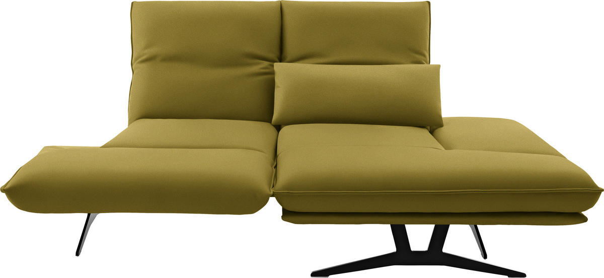 ECKSOFA in Echtleder Hellgrün  - Schwarz/Hellgrün, Design, Leder/Metall (210/130cm) - Dieter Knoll