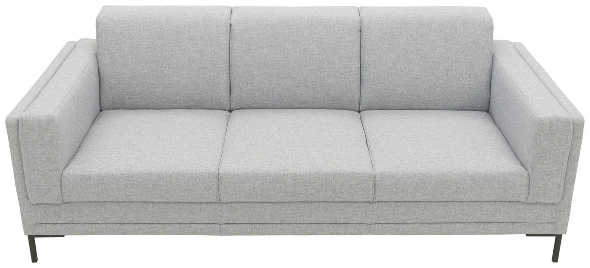 3-SITZER-SOFA Webstoff Silberfarben  - Silberfarben/Schwarz, Design, Textil/Metall (210/82/90cm) - LOOKS by W.Joop