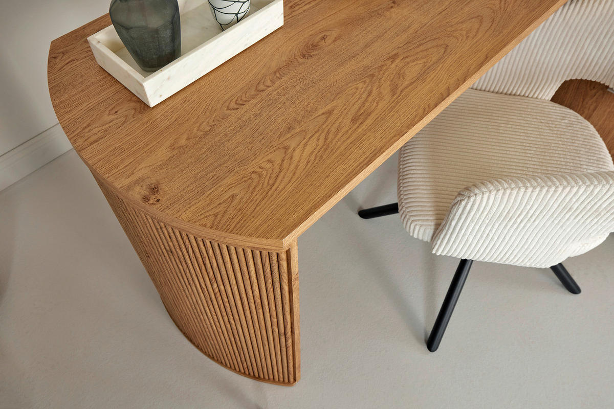 ECKSCHREIBTISCH 150/120/75 cm Eichefarben Kabeldurchlass, Stauraum, seitenverkehrt montierbar  - Eichefarben/Silberfarben, MODERN, Holzwerkstoff/Metall (150/120/75cm)