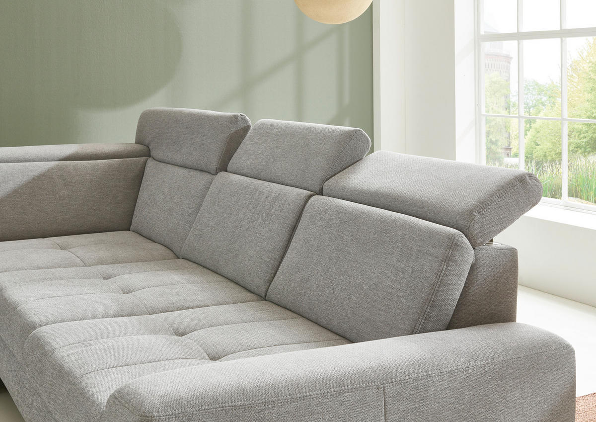 ECKSOFA Hellgrau Chenille  - Hellgrau/Schwarz, Design, Textil/Metall (220/310cm) - Beldomo Style
