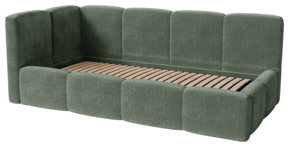 POLSTERBETT 90/200 cm,  in Grün, Lattenrost, Bettkasten,  - Schwarz/Grün, Design, Holz/Textil (90/200cm) - Chameo