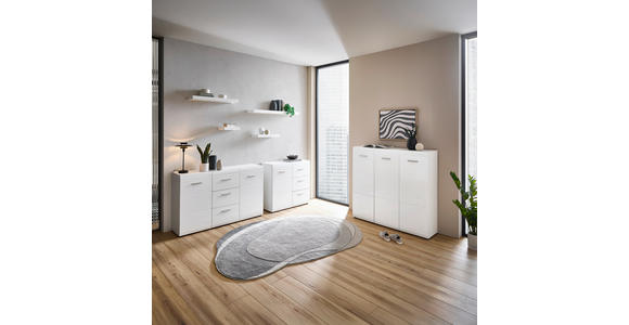 SCHUHSCHRANK Adana  in 134/120/36 cm  - Silberfarben/Weiß, Design, Holzwerkstoff/Kunststoff (134/120/36cm) - Carryhome