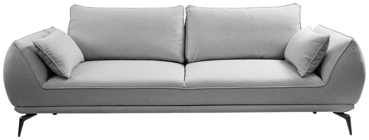3-SITZER-SOFA  in Webstoff Grau  - Creme/Schwarz, MODERN, Textil/Metall (249/86/118cm) - MID.YOU